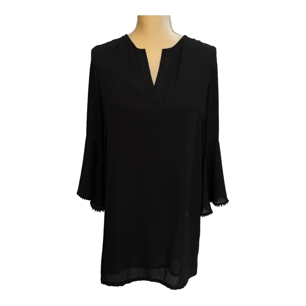 Jade Melody Tam Black Shift Dress Bell Trumpet Sleeves Size Small